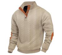 Gdqzzeaiix Pull Col à Boutons Homme, Pullover Tricoté Côtelé Regular Fit Sweat à Manches Longues Sweatshirt Jacquard Col Montant Pulls Hiver Chaud Sweater Business