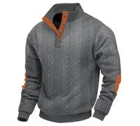 Gdqzzeaiix Pull Col à Boutons Homme, Pullover Tricoté Côtelé Regular Fit Sweat à Manches Longues Sweatshirt Jacquard Col Montant Pulls Hiver Chaud Sweater Business