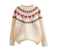 Gdqzzeaiix Pull De Noel Enfant, Robe Pull Noel Fille, Pull d'hiver pour Fillettes en Laine volumineuse brodé de Motifs Floraux élégants et Confortable pour Les journées Froides