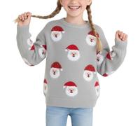Gdqzzeaiix Pull De Noel, Pull Noel Fille 18 Mois - 8 Ans, Pullover Hiver pour Filles tricoté Doux et Chaud avec Motif Classique du Père Noël pour Un Style décontracté et Confortable Quotidien