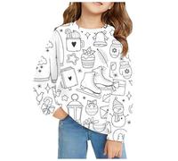 Gdqzzeaiix Pull De Noel, Pull Noel Fille, Sweat-Shirt Manches Longues FunDIY Doodle Créatif pour Filles Enfants Confortable et Moderne