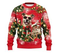 Gdqzzeaiix Pull Homme Noel Moche, Pull'de Noel Moche,Sweat-Shirt décontracté pour Homme à Demi-zippé col Montant Coupe Ample Confortable pour Un Usage Quotidien en Hiver