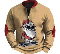Gdqzzeaiix Pull Moche De Noel Homme, Pull Noel Homme Drole,SWEA sans Capuche Col Rond Modèle Hiver 2025 Tissu Épais Confortable Design Noël Imprimé Numérique 3D Style Décontracté Manteau Chaud