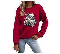 Gdqzzeaiix Pull Noel Femme Drole, Nouveau Sweatshirt Femme sans Capuche Manches Longues Col Rond Imprimé Thème Festif Confortable Tendance Mode Décontractée