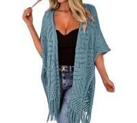 Gdqzzeaiix Robe De Plage,Paréo de Plage décontracté en Maille Transparente avec Franges, léger et idéal pour Les Vacances en Plein air et Le Soleil.