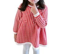 Gdqzzeaiix Robe De Princesse Fille 4 Ans,Robe à Manches Longues en Tricot à Carreaux pour Filles de Style coréen Vêtements pour Enfants Mignons et Confortables