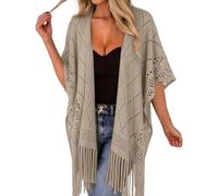 Gdqzzeaiix Robe Plage,Paréo de Plage décontracté en Maille Transparente avec Franges, léger et idéal pour Les Vacances en Plein air et Le Soleil.