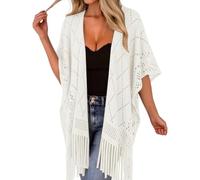 Gdqzzeaiix Robe Plage,Paréo de Plage décontracté en Maille Transparente avec Franges, léger et idéal pour Les Vacances en Plein air et Le Soleil.