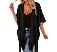 Gdqzzeaiix Robe Plage,Paréo de Plage décontracté en Maille Transparente avec Franges, léger et idéal pour Les Vacances en Plein air et Le Soleil.