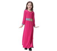 Gdqzzeaiix Robe Princesse Fille,Robe Longue Abaya pour Filles Musulmanes Tenue d'été décontractée de Couleur Pure Style Arabe Moyen