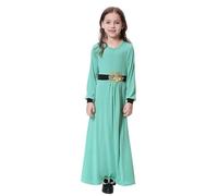 Gdqzzeaiix Robe Princesse Fille,Robe Longue Abaya pour Filles Musulmanes Tenue d'été décontractée de Couleur Pure Style Arabe Moyen