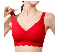 Gdqzzeaiix sous Vetements Feminins,Soutien Gorge ondulé sans Couture pour Femmes Couverture complète rembourré sans Armatures Confort col en V Bralettes
