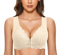 Gdqzzeaiix Soutien Gorge Dos Nu,Soutien Gorge sans Anneau en Acier pour Femmes Fermeture Devant Dos en T Grande Taille sans Couture Non doublé pour Grande Poitrine