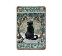 GDRAY Plaque en métal Vintage en Forme de Chat Noir Once Upon A Time - Affiche publicitaire - Cadeau pour Homme - pour Caves, café, Bar, pub - Décoration Murale