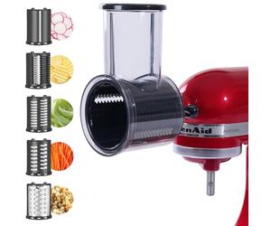 Gdrtwwh Slicer Shredder Accessoire pour mixeur KitchenAid, 5 en 1 râpe à fromage, lames en acier inoxydable, matériau sans BPA, Noir, accessoires de cuisine, trancheuse alimentaire