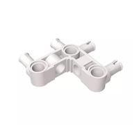 GDS-1005 Connecteur à Goupilles Technic Hub Perpendiculaire 3x3 Courbé avec 4 Goupilles (Nervures sur la Pièce), 50 Pièces-Compatible avec Lego 48989 65489 55615 2393, Couleur:Bianco 1