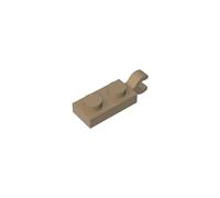 GDS-817 Plaque Spéciale 1x2 avec Pince Horizontal à L'extrémité 50 Pièces Compatible avec les briques Lego 49563 60470, Composants et Composants MOC pour Grandes Marques de Briques, Couleur : Brun