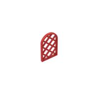 GDS-989 Porte Fenêtre 1x2x2 2/3 Vitre à Treillis en Losange avec Sommet Arrondi 30044 30046 94161 50 Pièces Compatible avec Lego Couleur:Rosso 21