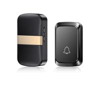 gdsDEs Sonnette Intelligente sans Fil, Sonnette de Bienvenue for la Maison, 300M/984 Pieds, télécommande 60 chansons, Aucune Prise requise, Type de Batterie(Black Gold)