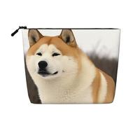 GDSHJKLW Akita Trousse de maquillage en lin pour femme, imperméable, légère avec fermeture éclair, trousse de toilette de voyage Akita