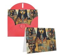 GDSHJKLW Ancient Egypt Tribe Series Carte de vœux vierge avec enveloppes 10,2 x 15,2 cm, cartes de remerciement, cartes de notes, cartes toutes occasions, rouge pour Noël, vacances, anniversaire