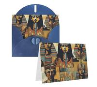 GDSHJKLW Ancient Egypt Tribe Series Carte de vœux vierge avec enveloppes 10,2 x 15,2 cm, cartes de remerciement, cartes de notes, cartes toutes occasions, bleu pour Noël, vacances, anniversaire