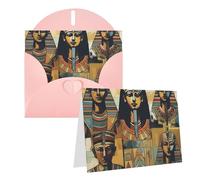 GDSHJKLW Ancient Egypt Tribe Series Carte de vœux vierge avec enveloppes 10,2 x 15,2 cm, cartes de remerciement, cartes de notes, cartes toutes occasions, rose pour Noël, vacances, anniversaire