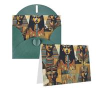 GDSHJKLW Ancient Egypt Tribe Series Carte de vœux vierge avec enveloppes 10,2 x 15,2 cm, cartes de remerciement, cartes de notes, cartes toutes occasions, vert foncé pour Noël, vacances, anniversaire