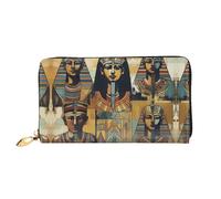 GDSHJKLW Ancient Egypt Tribe Series Portefeuille en cuir avec fermeture éclair sur le pourtour Porte-cartes de crédit étanche avec support pour téléphone portable