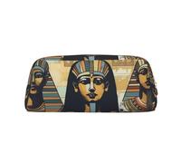 GDSHJKLW Ancient Egypt Tribe Series Trousse à crayons en cuir de grande capacité avec fermeture éclair pour homme et femme Trousse de toilette de voyage étanche Grande ouverture