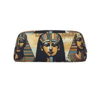 GDSHJKLW Ancient Egypt Tribe Series Trousse à crayons en cuir de grande capacité avec fermeture éclair pour homme et femme Trousse de toilette de voyage étanche Grande ouverture
