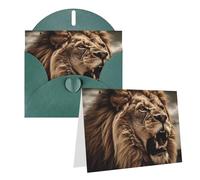GDSHJKLW Angry Lion Carte de vœux vierge avec enveloppes 10,2 x 15,2 cm, cartes de remerciement, cartes de notes, cartes toutes occasions, cartes vert foncé pour Noël, vacances, anniversaire, remise
