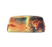 GDSHJKLW Anime Sky Trousse à crayons en cuir de grande capacité avec fermeture éclair pour homme et femme - Trousse de toilette de voyage étanche à large ouverture