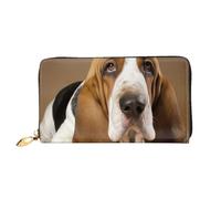 GDSHJKLW Basset Hound Portefeuille en cuir avec fermeture éclair sur le pourtour pour femme Porte-cartes de crédit avec support pour téléphone portable