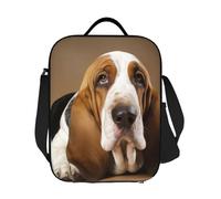 GDSHJKLW Basset Hound Sac à déjeuner isotherme réutilisable pour homme et femme, sac fourre-tout isotherme réutilisable avec bandoulière réglable pour bureau, travail, voyage, pique-nique, camping
