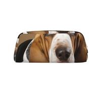 GDSHJKLW Basset Hound - Trousse à crayons en cuir de grande capacité avec fermeture éclair pour homme et femme - Trousse de toilette de voyage étanche à large ouverture pour pièces de monnaie