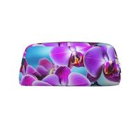 GDSHJKLW Belle trousse à crayons en cuir d'orchidée de grande capacité, trousse de maquillage à fermeture éclair, trousse de toilette de voyage pour homme et femme, trousse de toilette étanche, grande