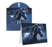 GDSHJKLW Blue Horse Carte de vœux vierge avec enveloppes 10,2 x 15,2 cm, cartes de remerciement, cartes de notes, cartes toutes occasions, cartes bleues pour Noël, vacances, anniversaire, remise de