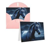 GDSHJKLW Blue Horse Carte de vœux vierge avec enveloppes 10,2 x 15,2 cm, cartes de remerciement, cartes de notes, cartes toutes occasions, cartes roses pour Noël, vacances, anniversaire, remise de