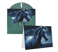 GDSHJKLW Blue Horse Carte de vœux vierge avec enveloppes 10,2 x 15,2 cm, cartes de remerciement, cartes de notes, cartes toutes occasions Vert foncé pour Noël, vacances, anniversaire, remise de