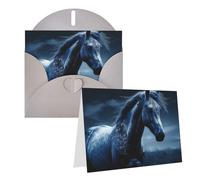 GDSHJKLW Blue Horse Carte de vœux vierge avec enveloppes 10,2 x 15,2 cm, cartes de remerciement, cartes de notes, cartes toutes occasions, cartes grises pour Noël, vacances, anniversaire, remise de