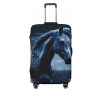 GDSHJKLW Blue Horse Housse de protection pour valise de voyage lavable élastique anti-rayures pour valise de 45,7 à 81,3 cm, Noir , L