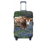 GDSHJKLW Bluebonnet Longhorn Housse de protection pour valise, lavable, élastique, anti-rayures, convient aux valises de 45,7 à 81,3 cm, Noir , L