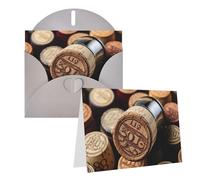 GDSHJKLW Bouchon de bouteille de vin avec carte de vœux vintage vierge avec enveloppes, 10,2 x 15,2 cm, cartes de remerciement, cartes de notes, cartes toutes occasions, cartes grises pour Noël