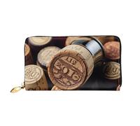 GDSHJKLW Bouchon de bouteille de vin avec portefeuille vintage en cuir avec fermeture éclair autour de l'embrayage, porte-monnaie étanche avec support de téléphone pour femme
