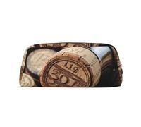 GDSHJKLW Bouchon de bouteille de vin avec trousse à crayons vintage en cuir de grande capacité, trousse de maquillage à fermeture éclair, trousse de toilette de voyage pour homme et femme, trousse de