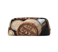 GDSHJKLW Bouchon de bouteille de vin avec trousse à crayons vintage en cuir de grande capacité, trousse de maquillage à fermeture éclair, trousse de toilette de voyage pour homme et femme, trousse de