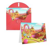 GDSHJKLW Candy Beautiful Land Carte de vœux vierge avec enveloppes 10,2 x 15,2 cm, cartes de remerciement, cartes de notes, cartes toutes occasions, cartes pour Noël, vacances, anniversaire, remise de