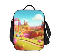 GDSHJKLW Candy Beautiful Land Sac à déjeuner isotherme réutilisable pour homme et femme Sac fourre-tout isotherme avec bandoulière réglable pour bureau, travail, voyage, pique-nique, camping