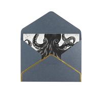 GDSHJKLW Carte de vœux classique en forme de pieuvre noire avec enveloppes noires, 10,2 x 15,2 cm, carte vierge pour toutes les occasions